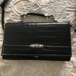 Brighton black croc leather organizer purse